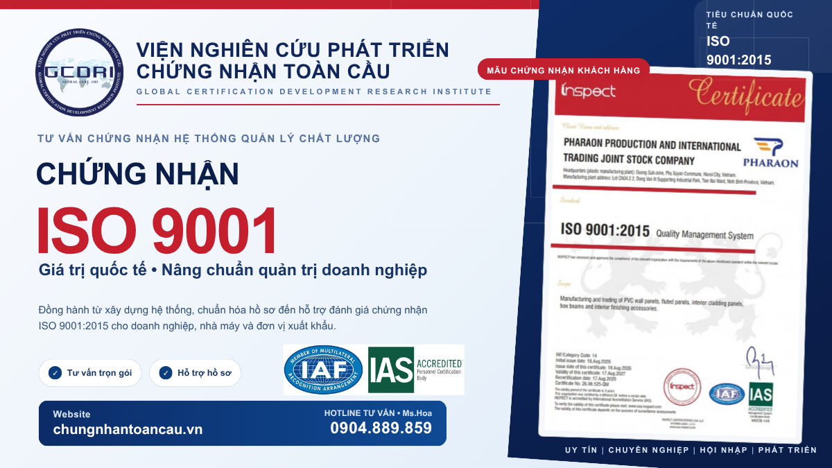 Dịch vụ chứng nhận ISO 9001 quốc tế