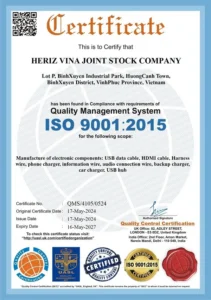 Giấy chứng nhận hệ thống quản lý chất lượng QMS ISO 9001