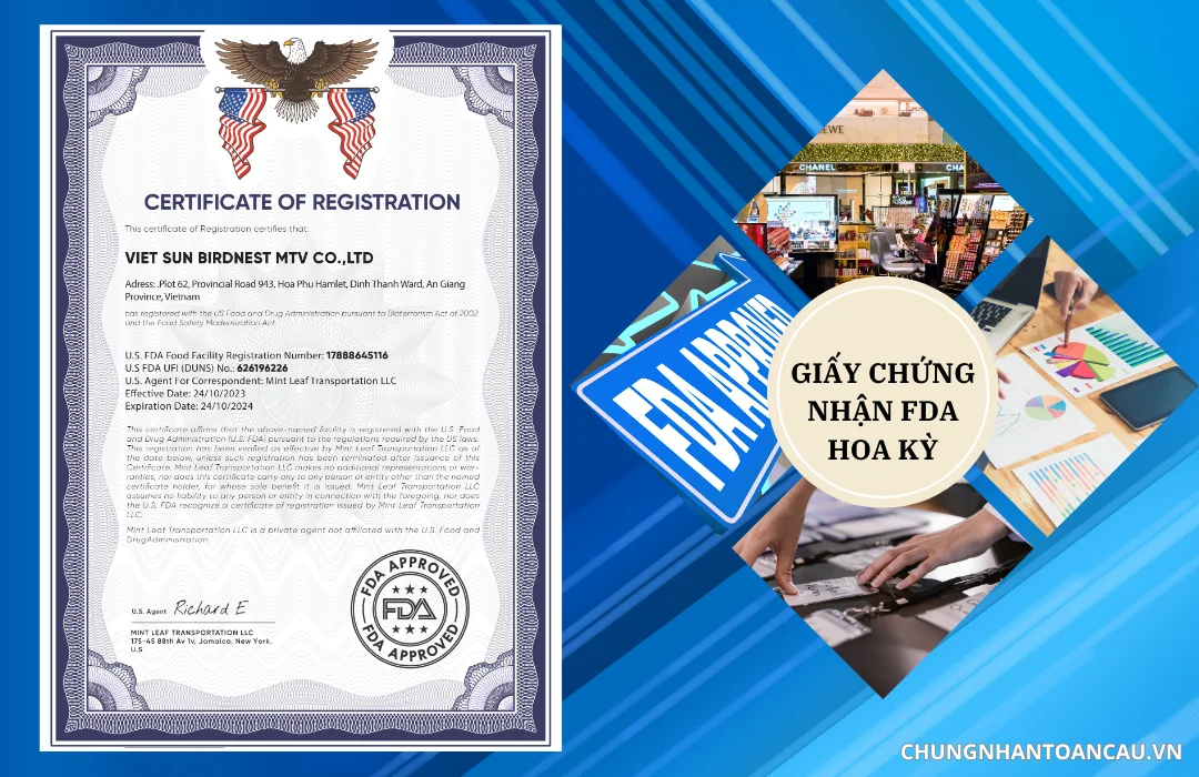 GIẤY CHỨNG NHẬN FDA HOA KỲ