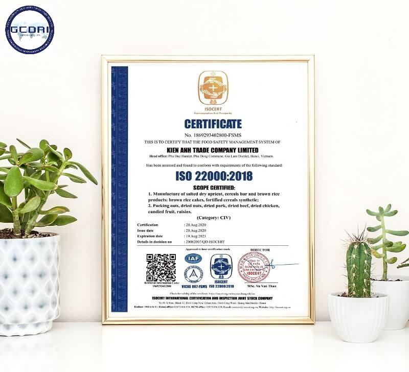 giấy chứng nhận ISO 22000