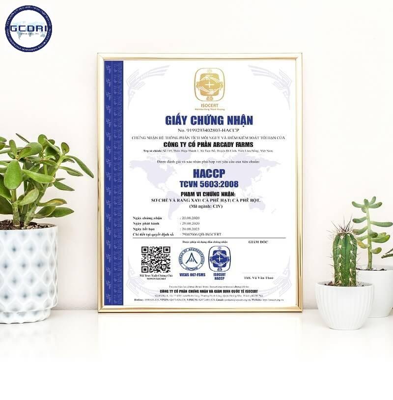 mẫu giấy chứng nhận HACCP